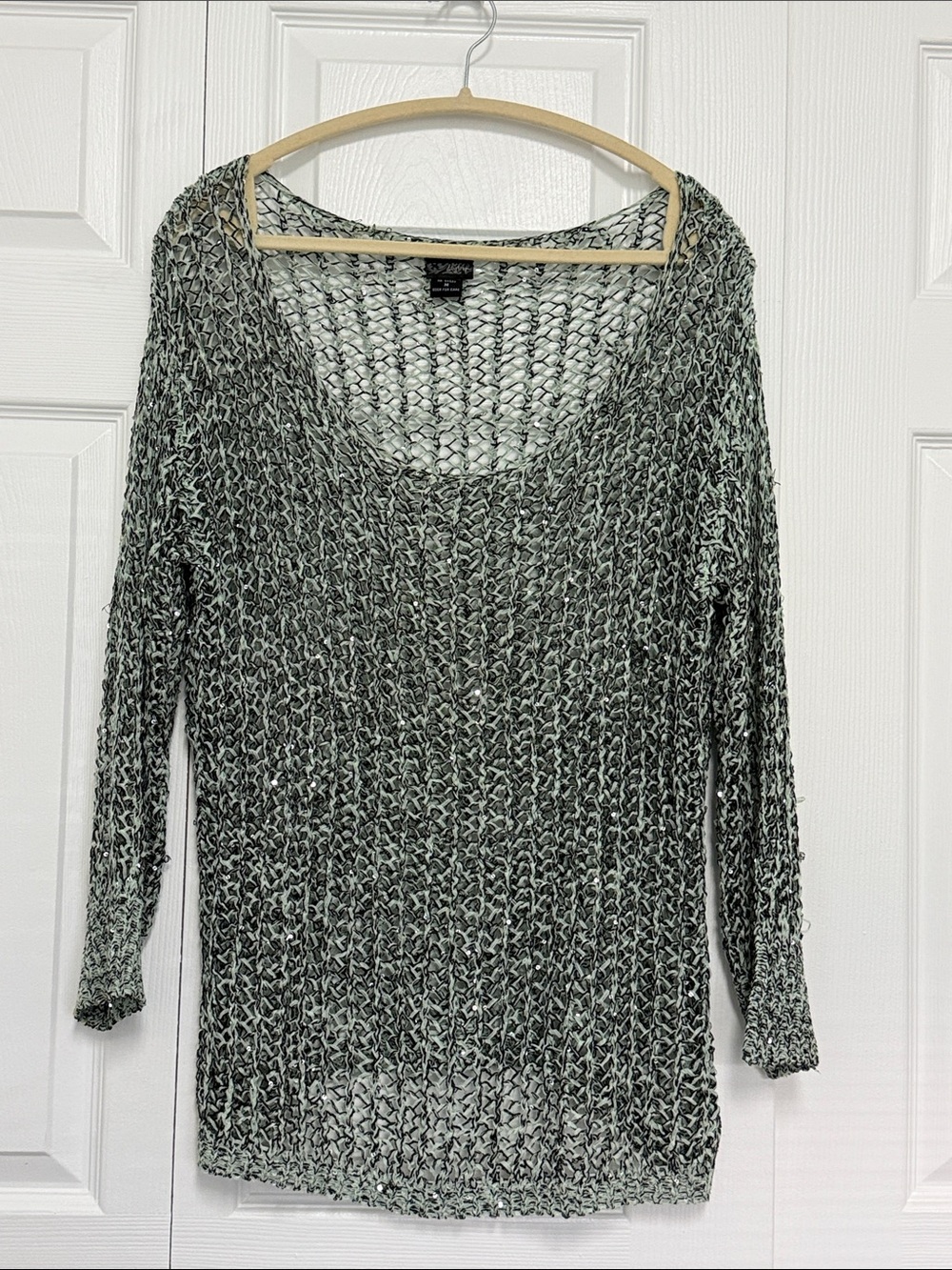 Daytrip Open-Knit Off-the-Shoulder Sweater in Sage Green